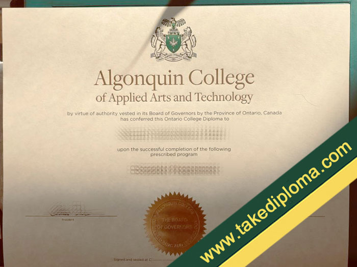 Algonquin College fake diploma, Algonquin College fake degree, fake Algonquin College certificate
