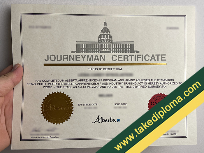 Alberta Journeyman fake diploma, Journeyman fake certificate