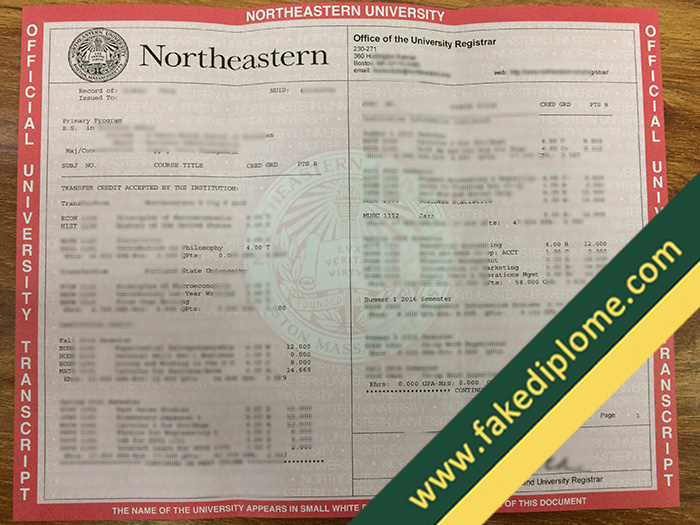 fake Northeastern University diploma, Northeastern University fake transcript, Northeastern University fake degree