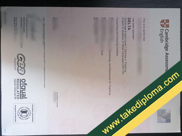 Cambridge DELTA fake certificate, fake Cambridge DELTA diploma