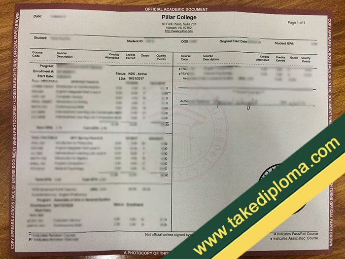 Pillar College fake diploma, Pillar College fake degree, Pillar College fake transcript