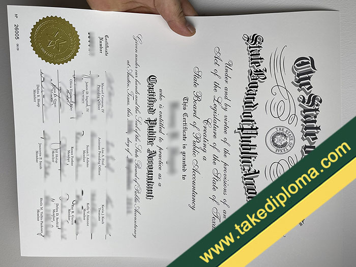 Texas CPA fake diploma, fake Texas CPA certificate, buy fake degree