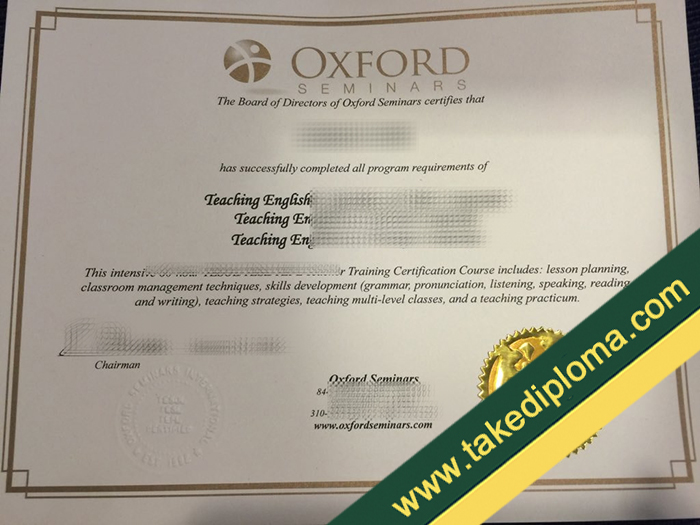 Oxford Seminars TESOL fake diploma, Oxford Seminars TESOL fake certificate, buy fake degree