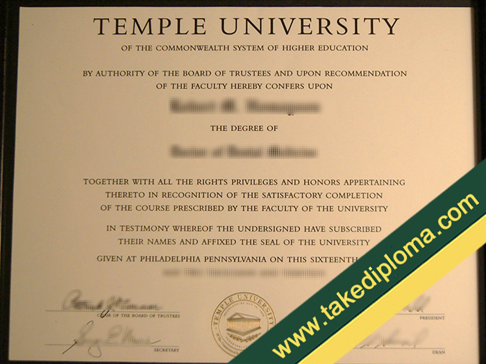 Temple University fake diploma, Temple University fake degree, fake Temple University certificate