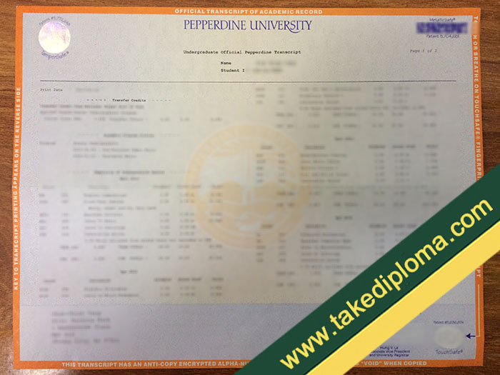 Pepperdine University fake diploma, Pepperdine University fake degree, fake Pepperdine University transcript
