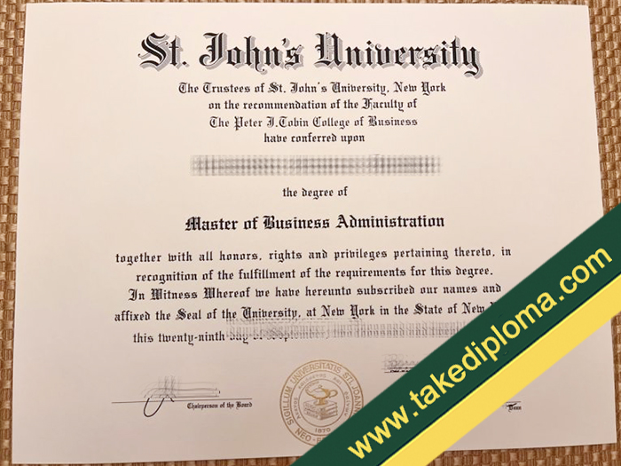 St. John's University diploma, St. John's University fake degree, St. John's University certificate