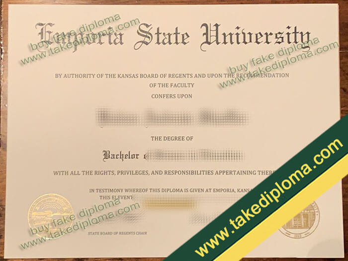Emporia State University diploma example 1 Emporia State University diploma example 1 Emporia State University (ESU) Diploma Sample Example