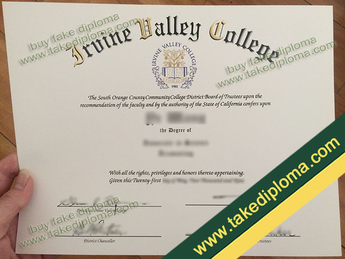 Irvine Valley College diploma, Irvine Valley College degree, Irvine Valley College certificate sample
