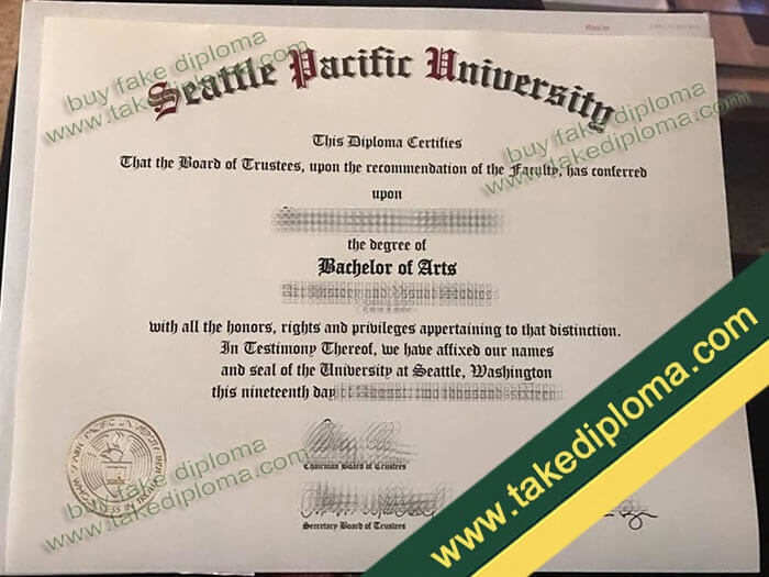 Seattle Pacific University diploma, Seattle Pacific University fake degree, Seattle Pacific University certificate sample example