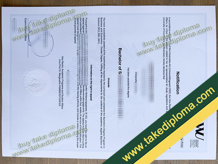 Wirtschaftsuniversität Wien diploma, Wirtschaftsuniversität Wien degree, Wirtschaftsuniversität Wien certificate