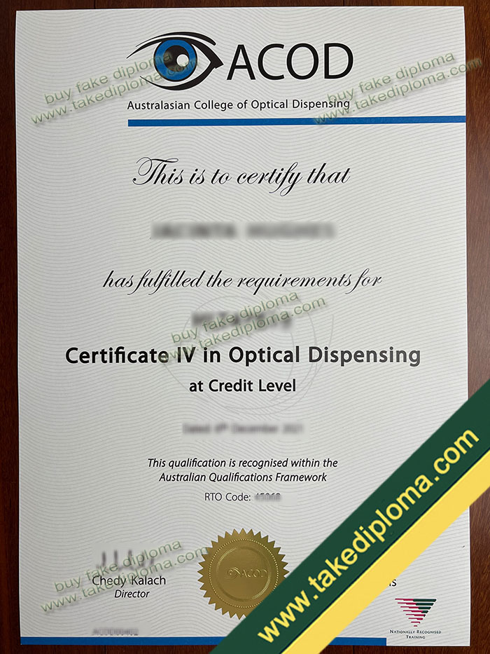 Australasian College of Optical Dispensing diploma sample Australasian College of Optical Dispensing diploma sample Australasian College of Optical Dispensing (ACOD) Diploma Sample