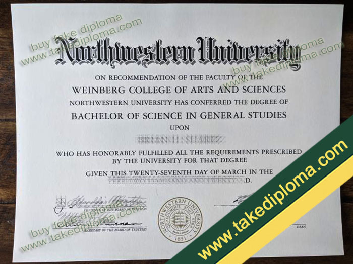 Northwestern University diploma, Northwestern University degree, Northwestern University certificate
