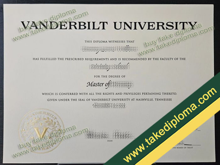 Vanderbilt University diploma, Vanderbilt University degree, Vanderbilt University certificate