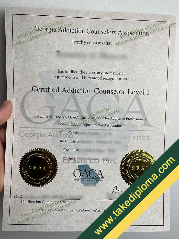 Georgia Addiction Counselors Association certificate Georgia Addiction Counselors Association certificate Georgia Addiction Counselors Association (GACA) Certificate Sample