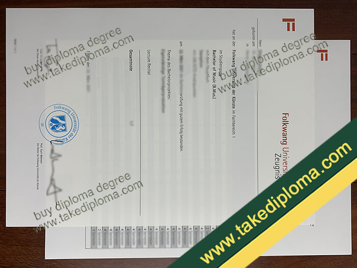 Folkwang Universität der Künste diploma, Folkwang Universität der Künste degree, Folkwang Universität der Künste certificate