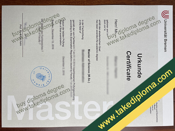 Universität Bremen diploma, Universität Bremen degree, Universität Bremen certificate
